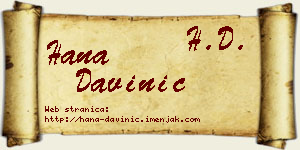 Hana Davinić vizit kartica